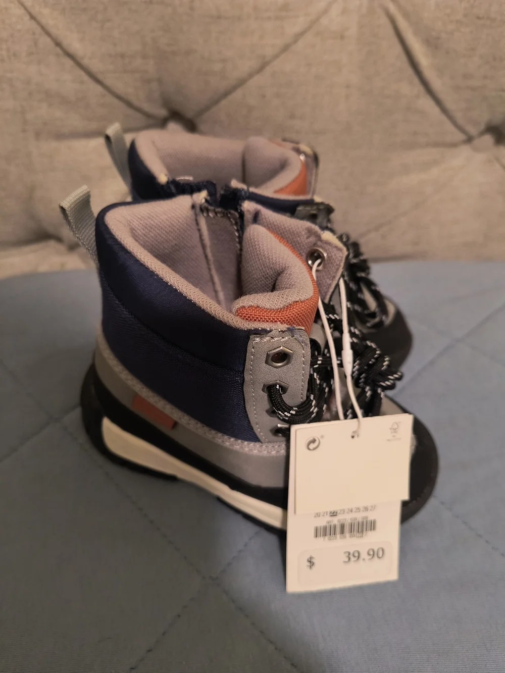 ZARA Kids Gray & Rust Lace-Up Ankle Boots